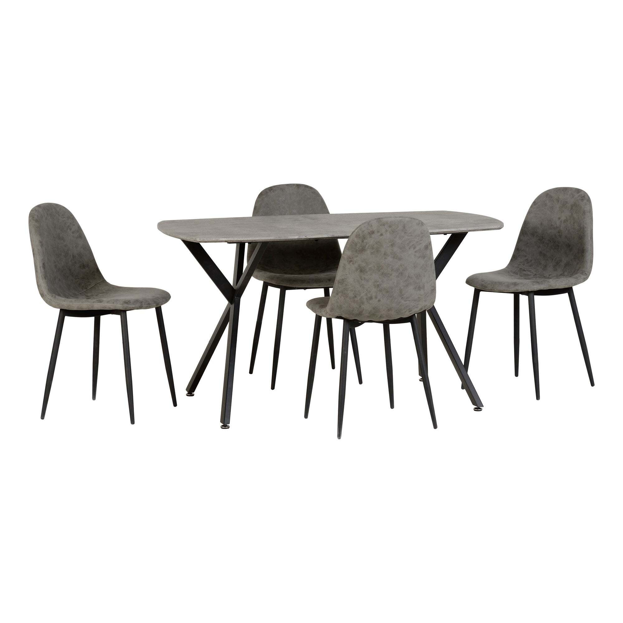 Athens Rectangular Dining Table with 4 Chairs, Grey Grey