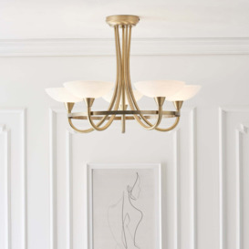 Vogue Cagney 5 Light Semi Flush Ceiling Fitting Brass Brown