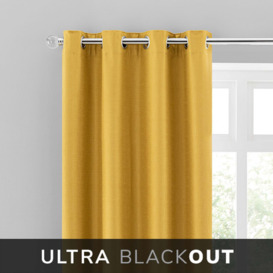 Montreal Ochre Thermal Ultra Blackout Eyelet Curtains Yellow