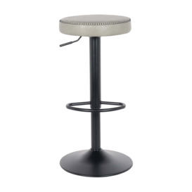 Venice Round Adjustable Height Bar Stool, Faux Leather Grey