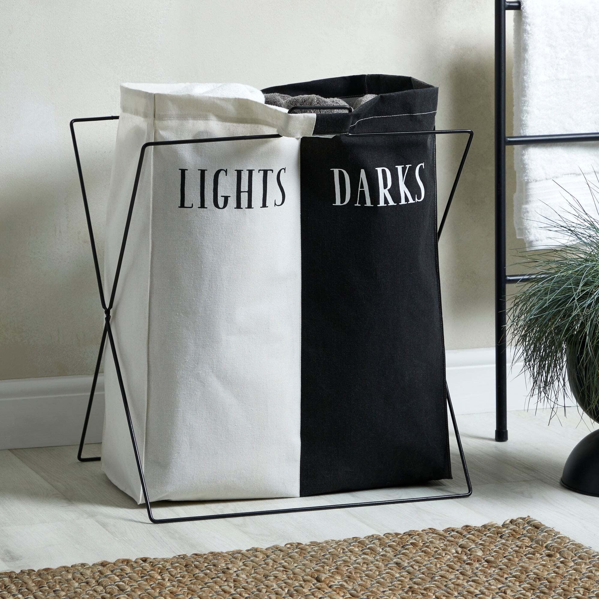 Lights and Darks Laundry Bag Black and white