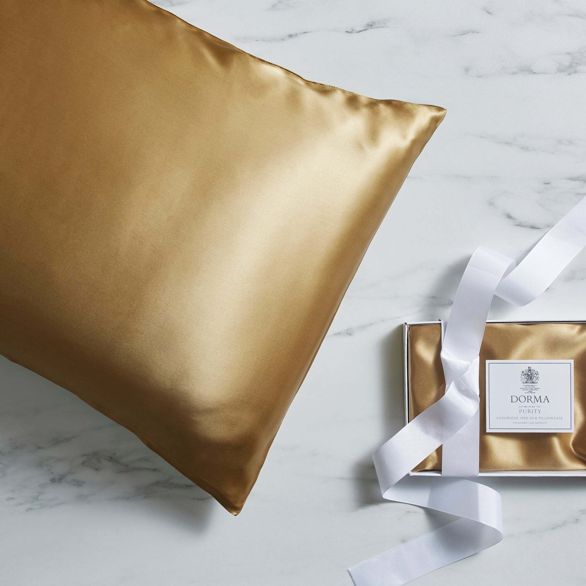 Dorma Gold Silk Pillowcase Gold