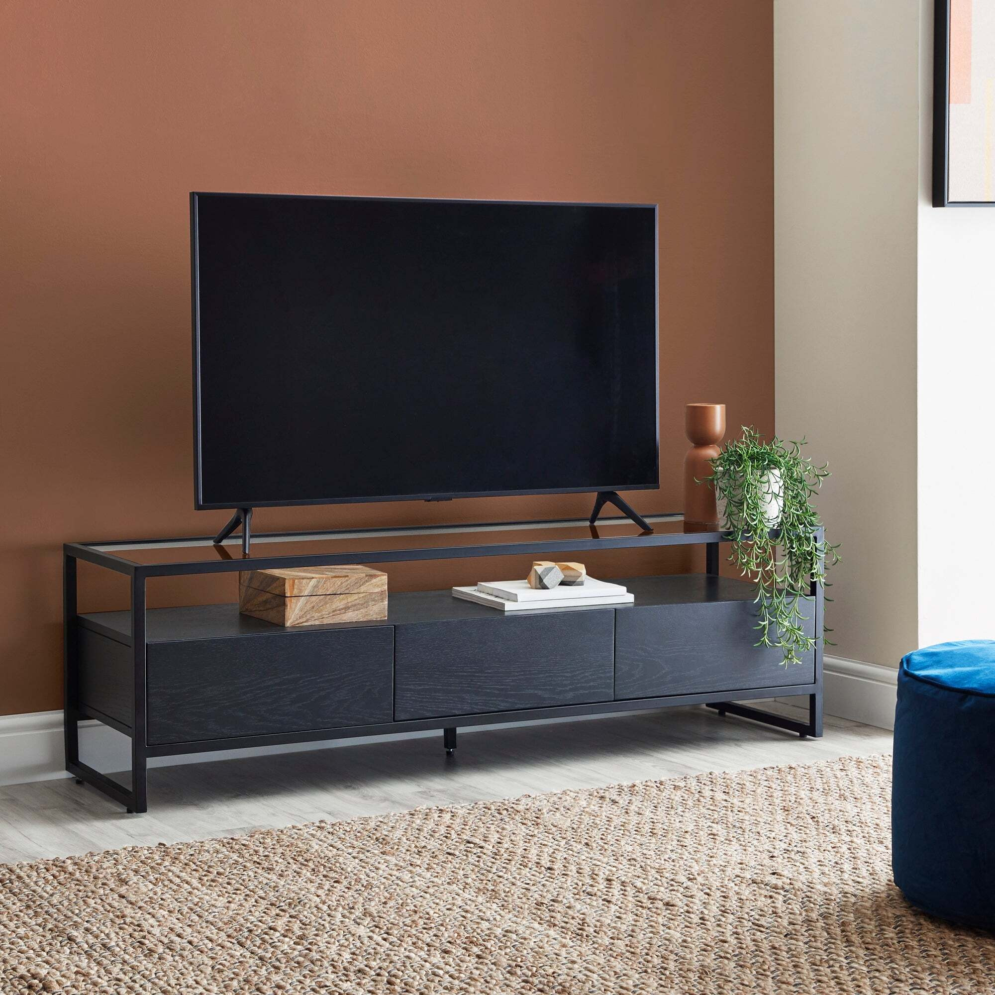 Dillon Black Extra Wide TV Stand Black