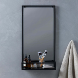 London Matt Black Bathroom Mirror and Shelf Black