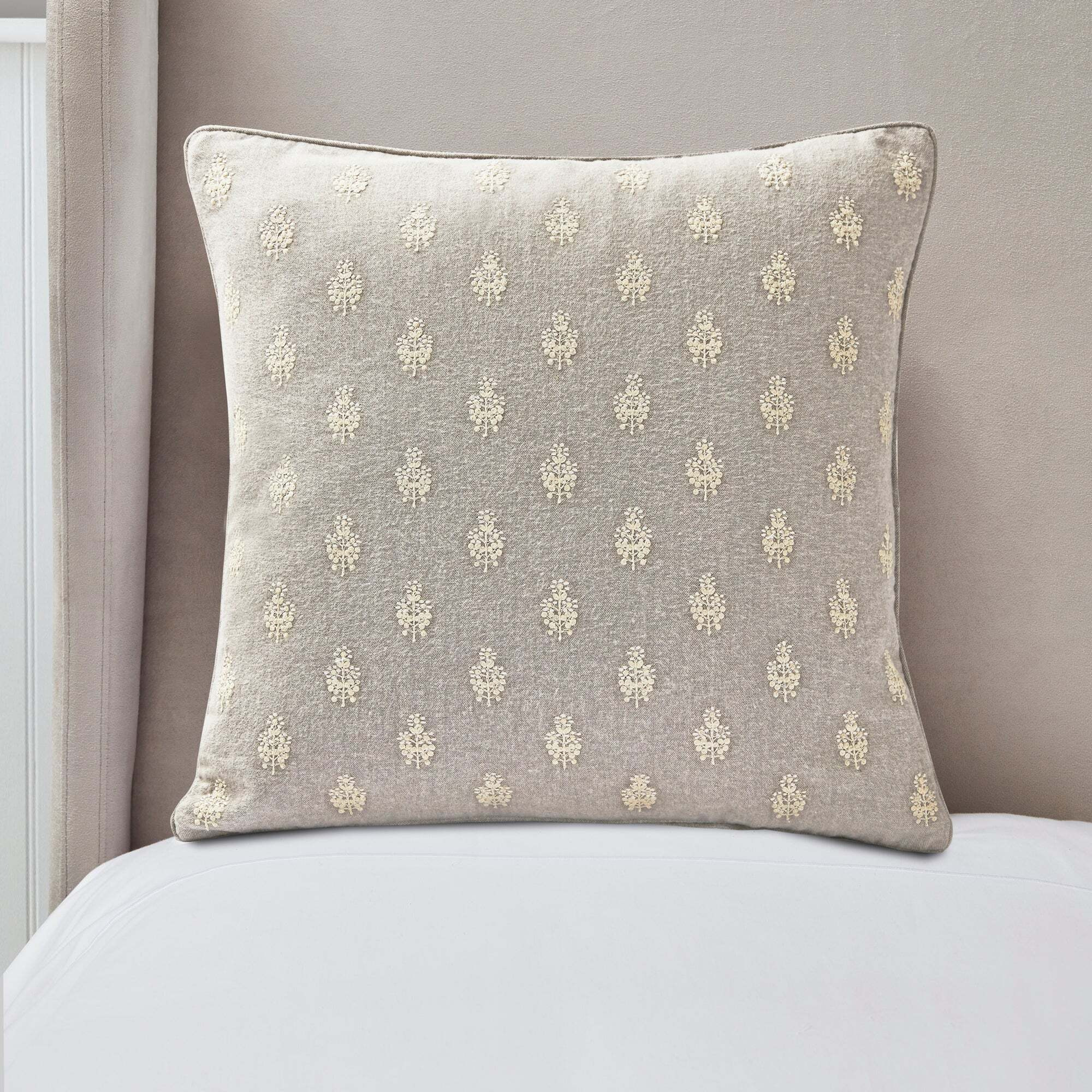 Dorma Purity Carro Embroidered Cushion Grey