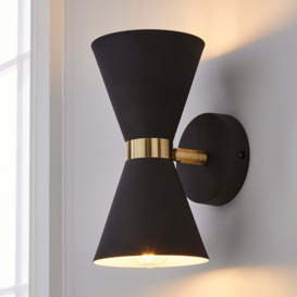 Archie Retro Head Dual Lit Wall Light Black