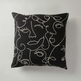 Face Cushion Cover Black and White