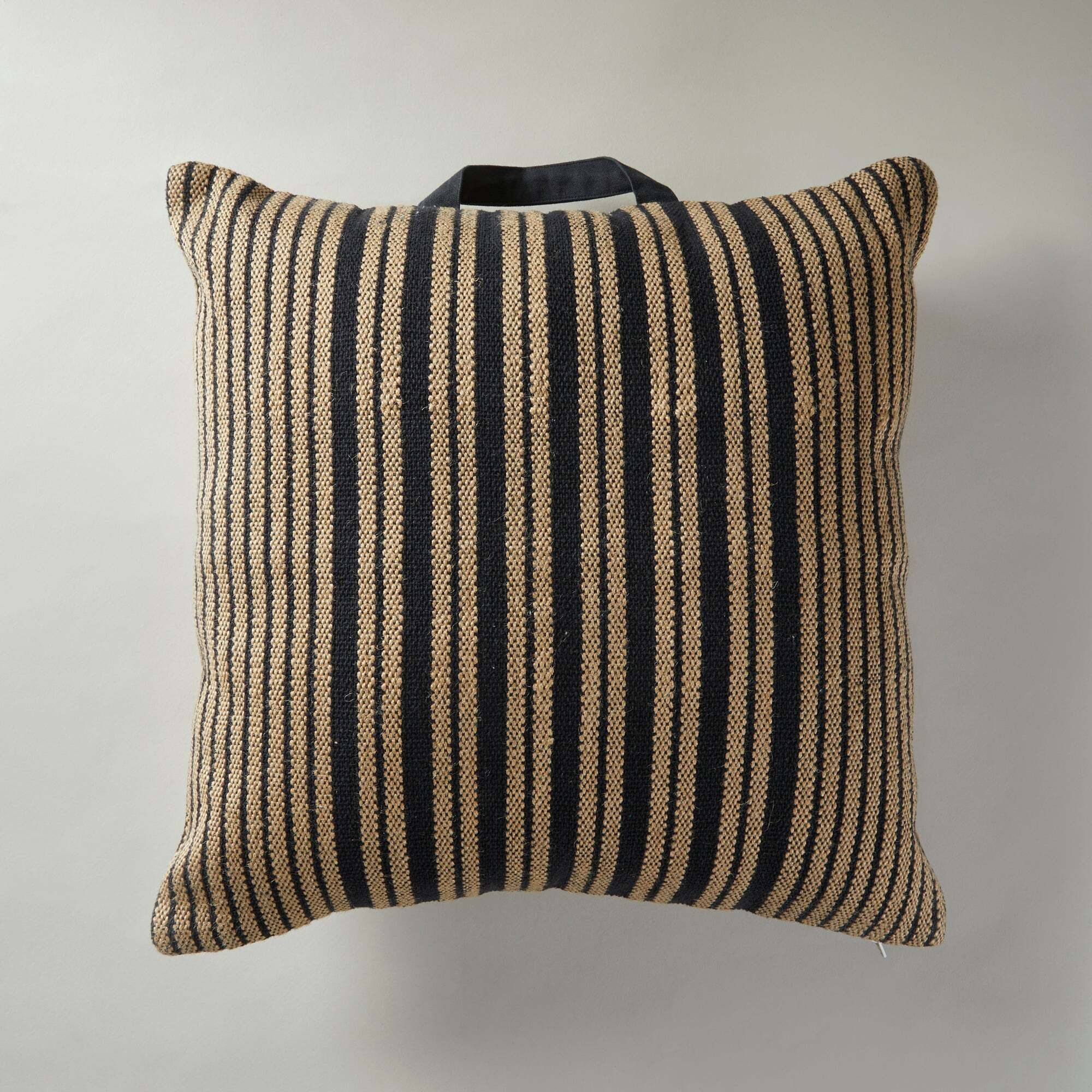 Jute and Cotton Floor Cushion Brown and Black