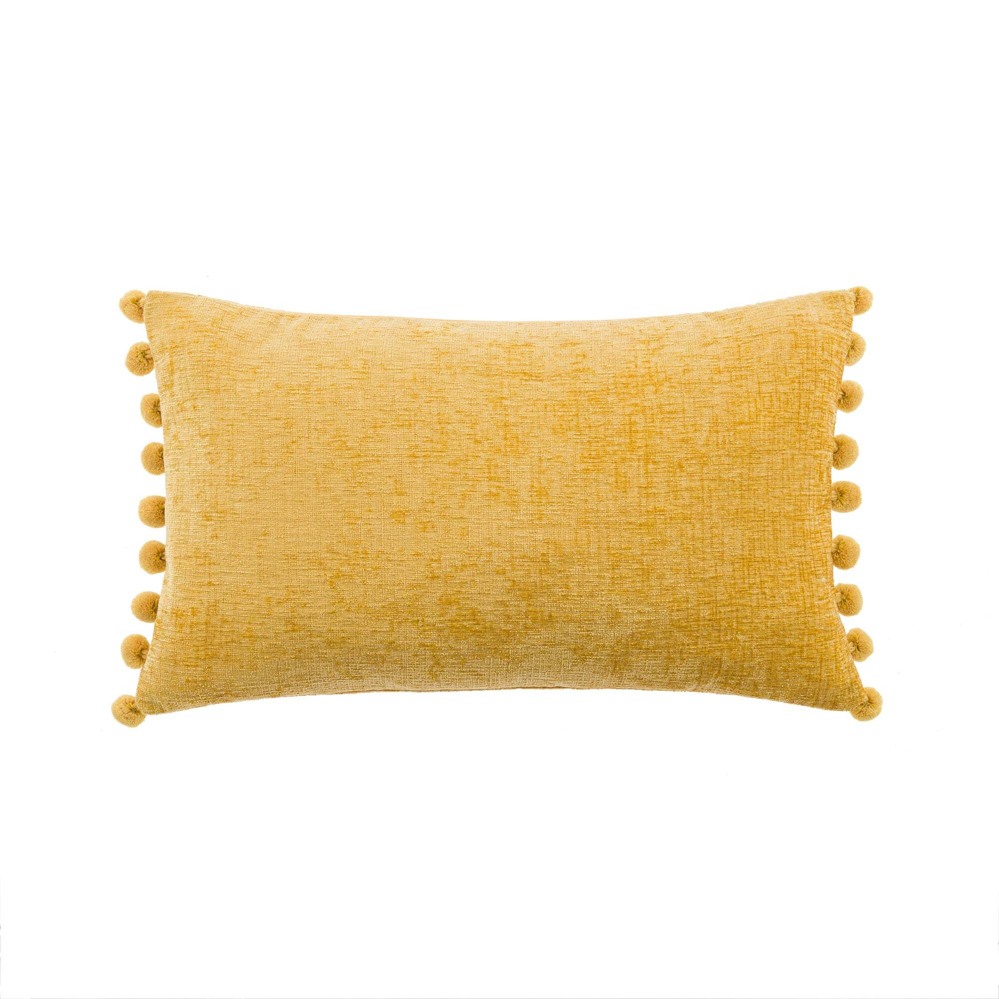 Chenille PomPom Boudoir Cushion Yellow
