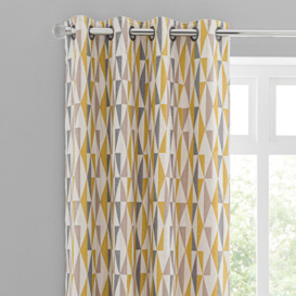 Triangle Chenille Jacquard Eyelet Curtains Yellow, Grey and White