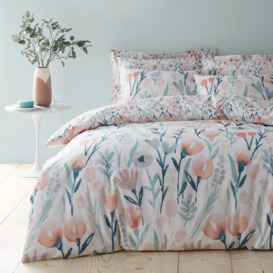 Emmie Pink Floral Reversible Duvet Cover and Pillowcase Set Light Pink
