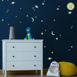 Glow in the Dark Star Wall Stickers Blue/White