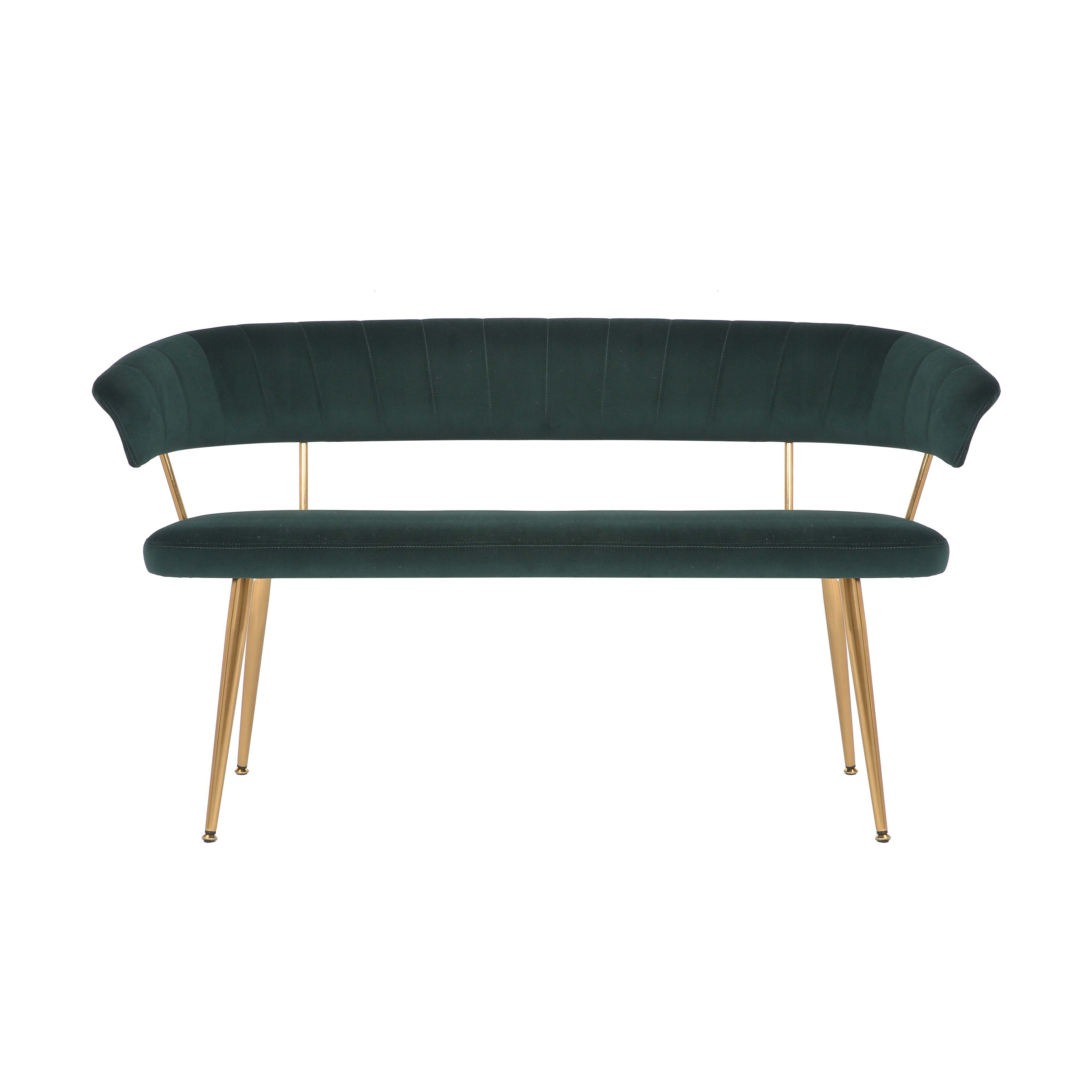 Kendall 2 Seater Dining Bench Seat, Velvet Green