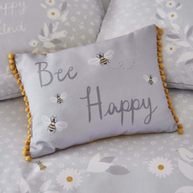 Catherine Lansfield Bee Happy Grey Cushion Grey/Yellow/Black