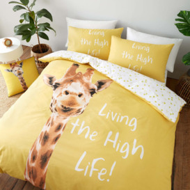 Catherine Lansfield Yellow Giraffe Duvet Cover and Pillowcase Set Yellow
