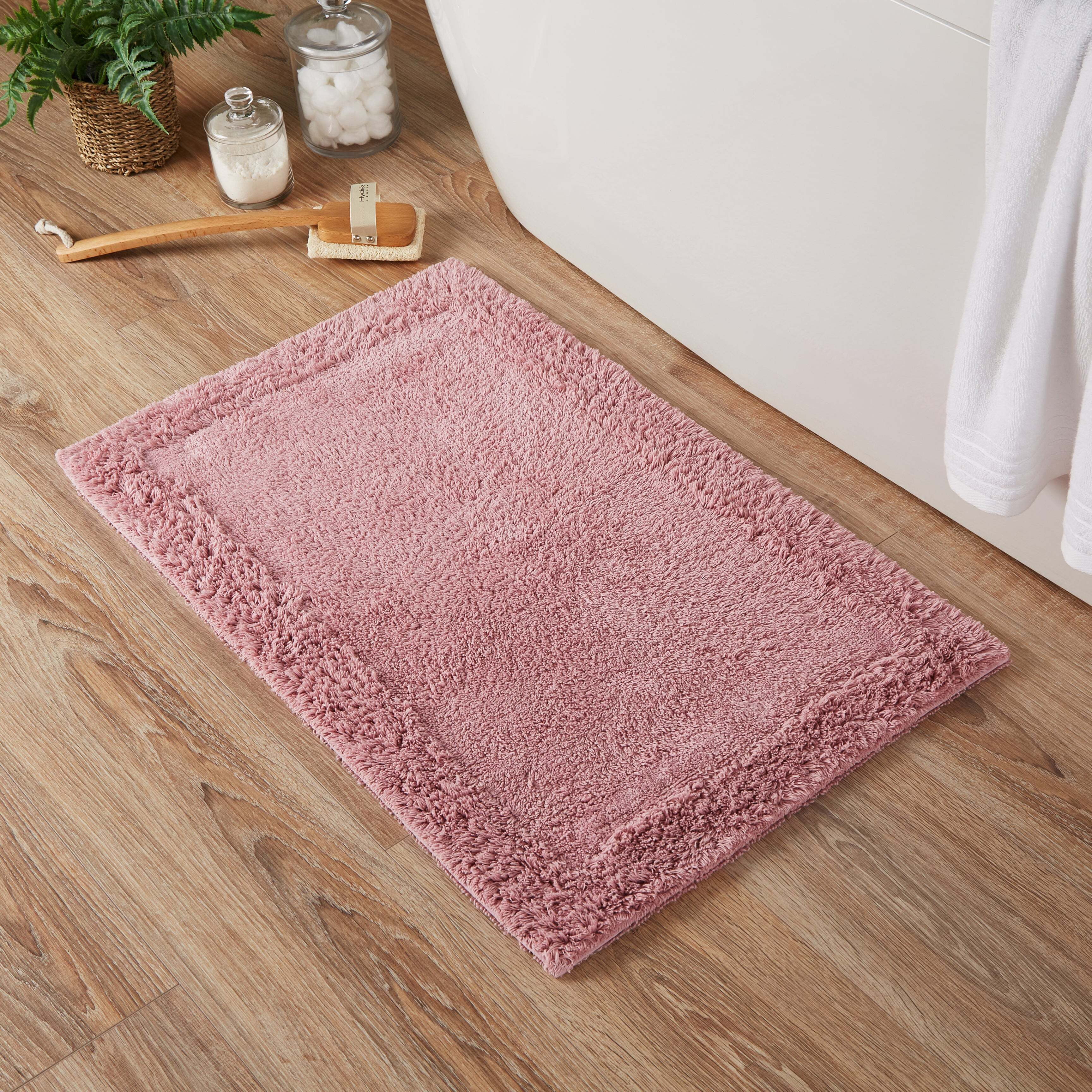 Organic Cotton Reversible Rose Bath Mat Pink