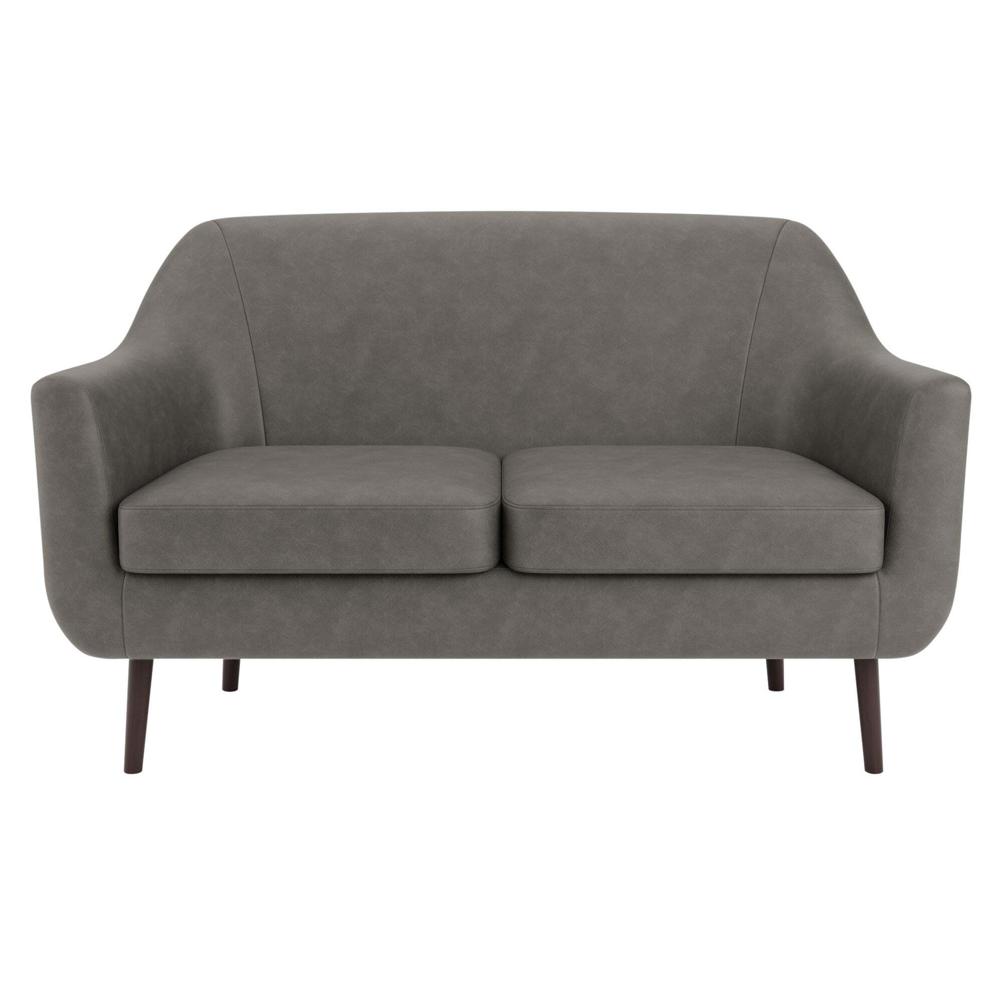 Eddie Distressed Faux Leather 2 Seater Small Tub Sofa Grey