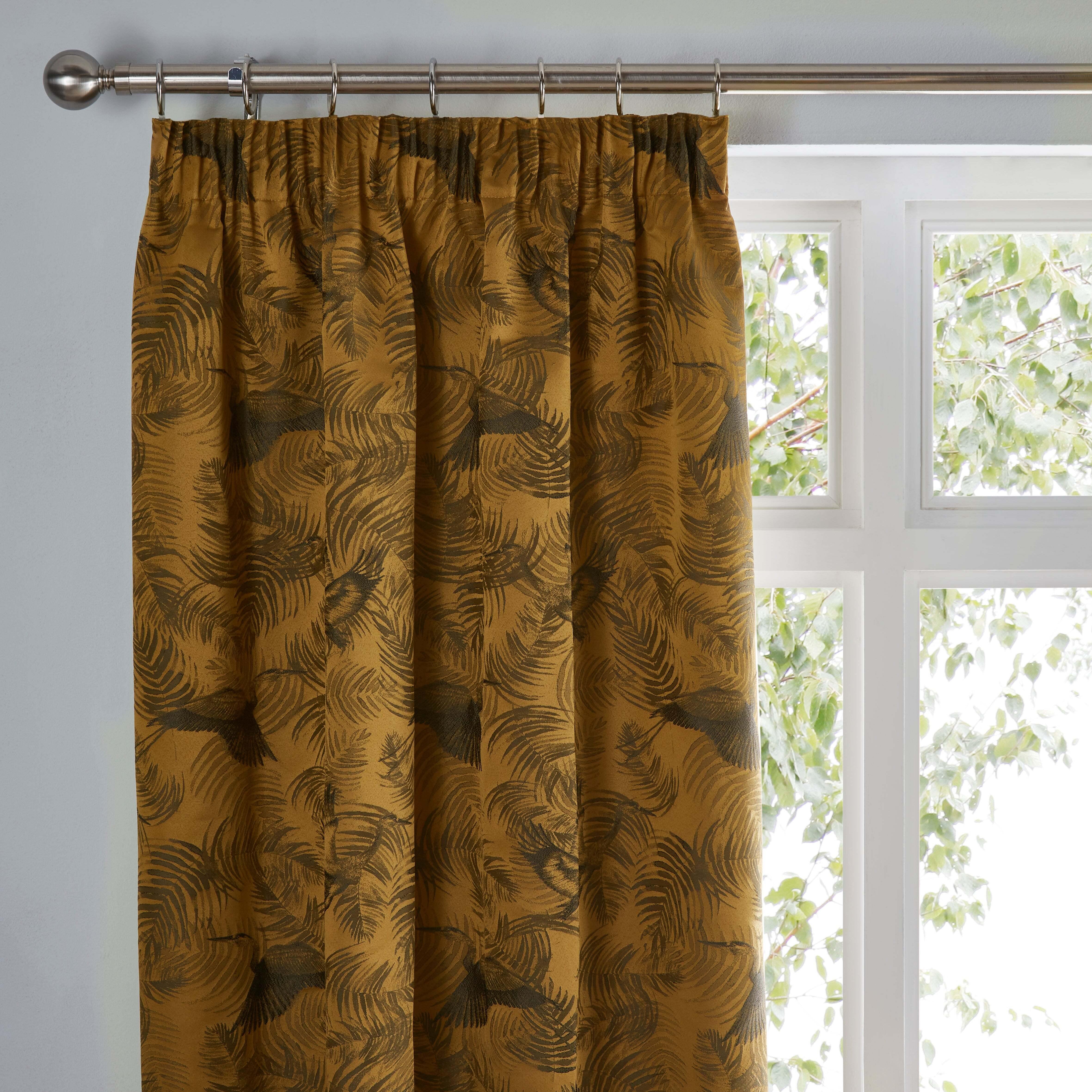 Crane Old Gold Pencil Pleat Curtains Gold