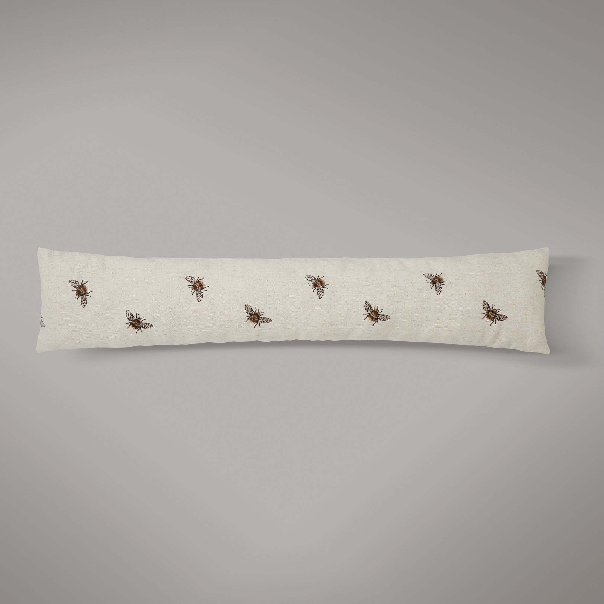 Embroidered Bee Draught Excluder Grey/Yellow/Brown