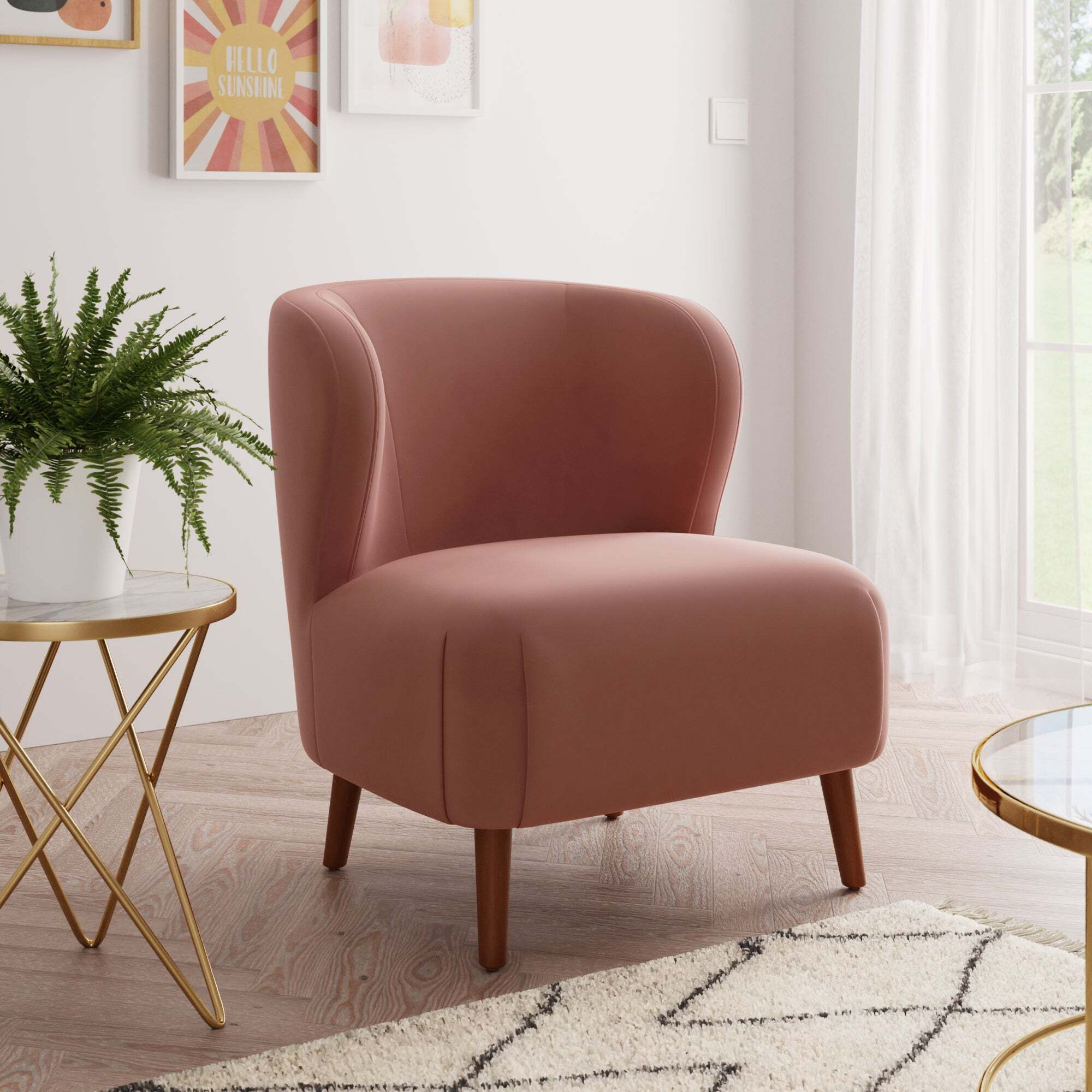 Ava Velvet Accent Chair Blush