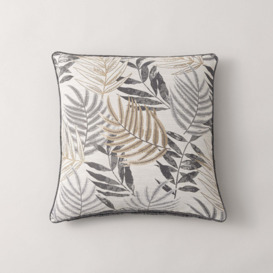 Leaf Jacquard Cushion Grey/Beige/White