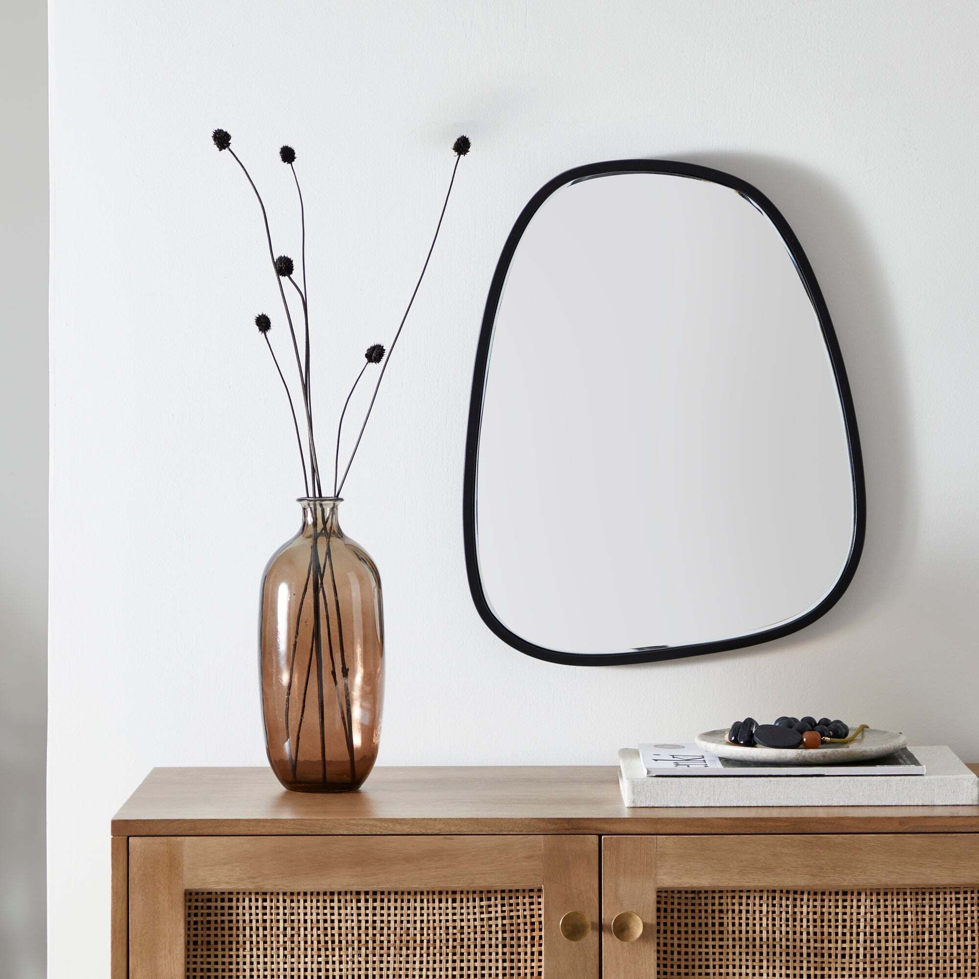 Pebble Wall Mirror, 55x44cm Black