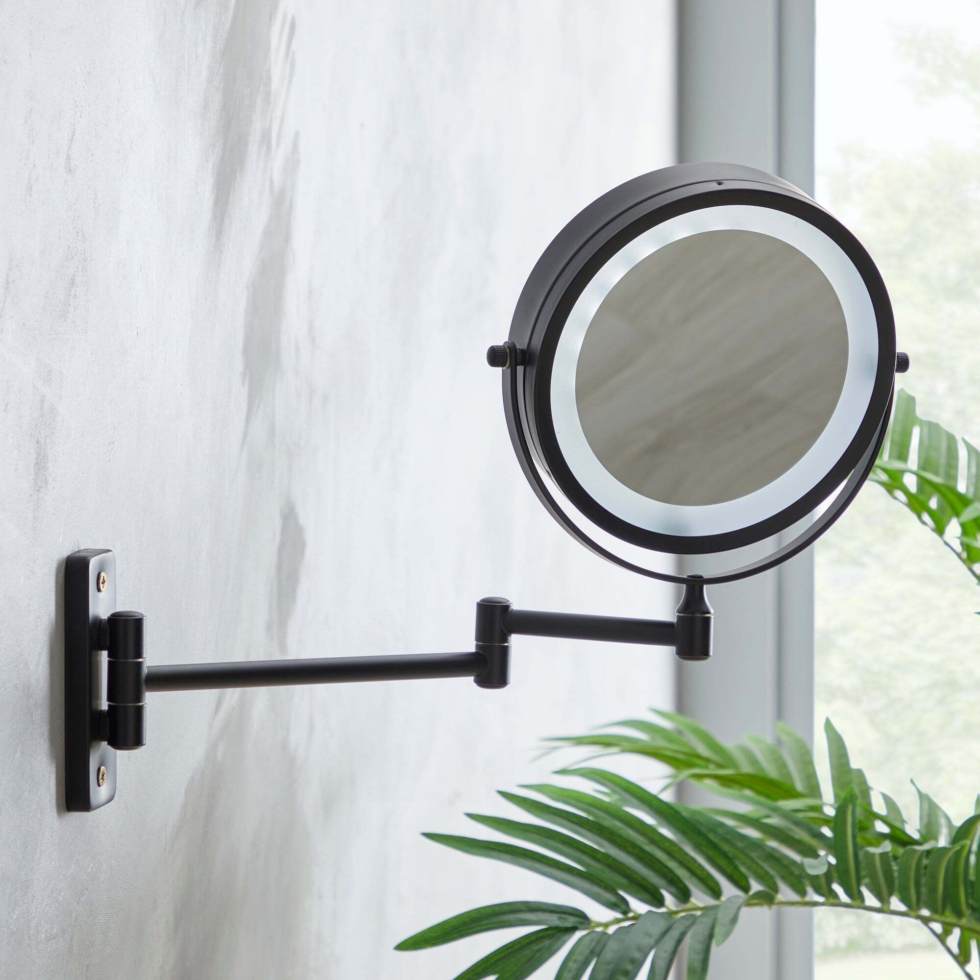 "Black 7"" Double Sided LED Wall Mirror Black"