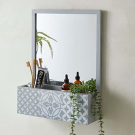 Purity Geo Tile Grey Bathroom Mirror Grey