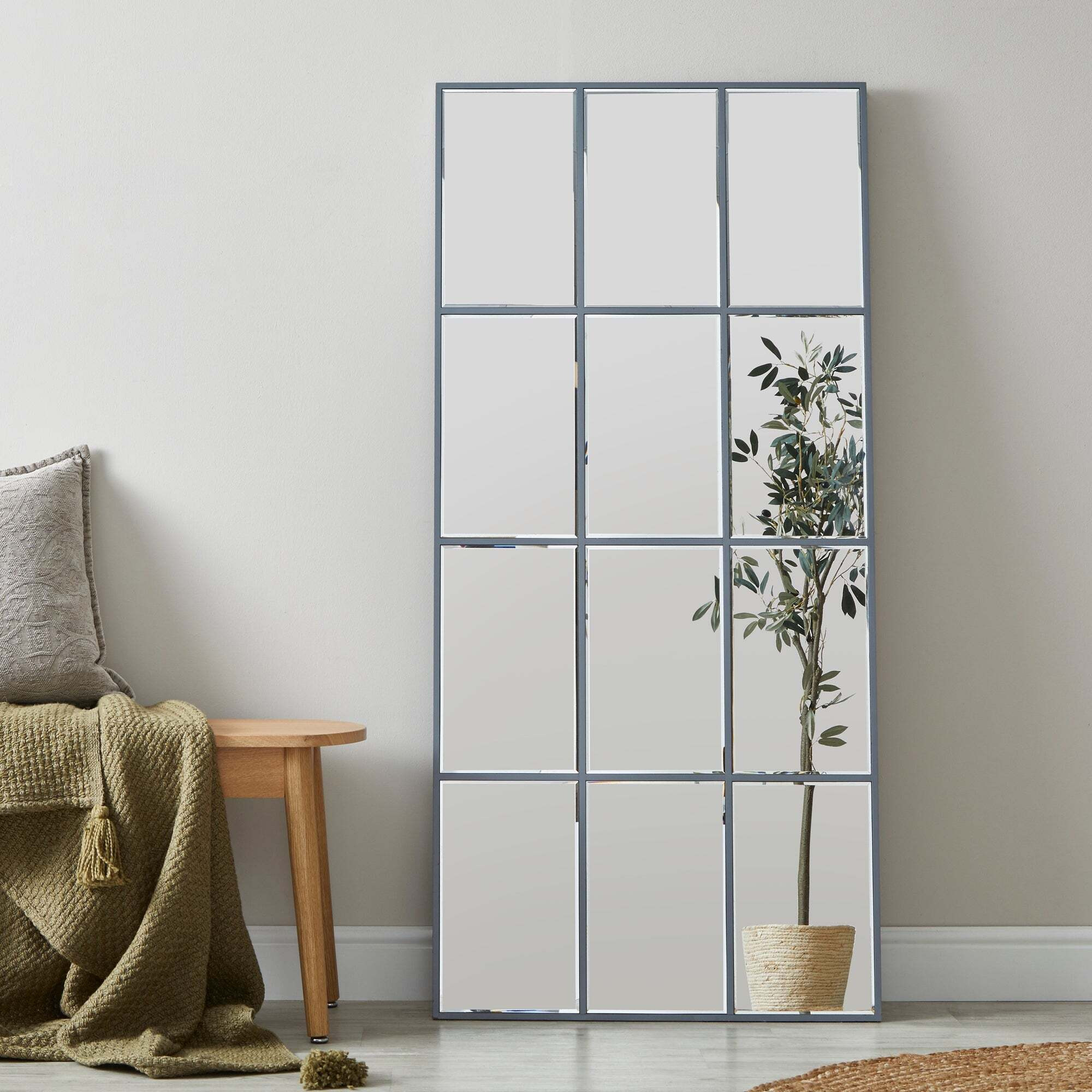 Luxe Grey Window Mirror, 150x70cm Silver