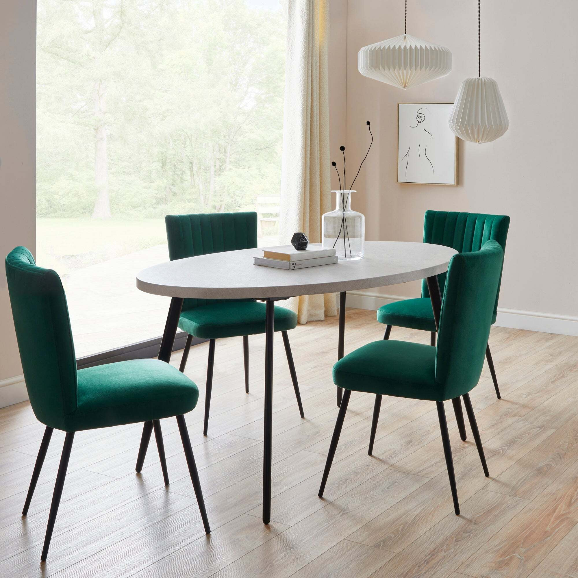 Zuri 6 Seater Oval Dining Table, Grey Concrete Effect Grey