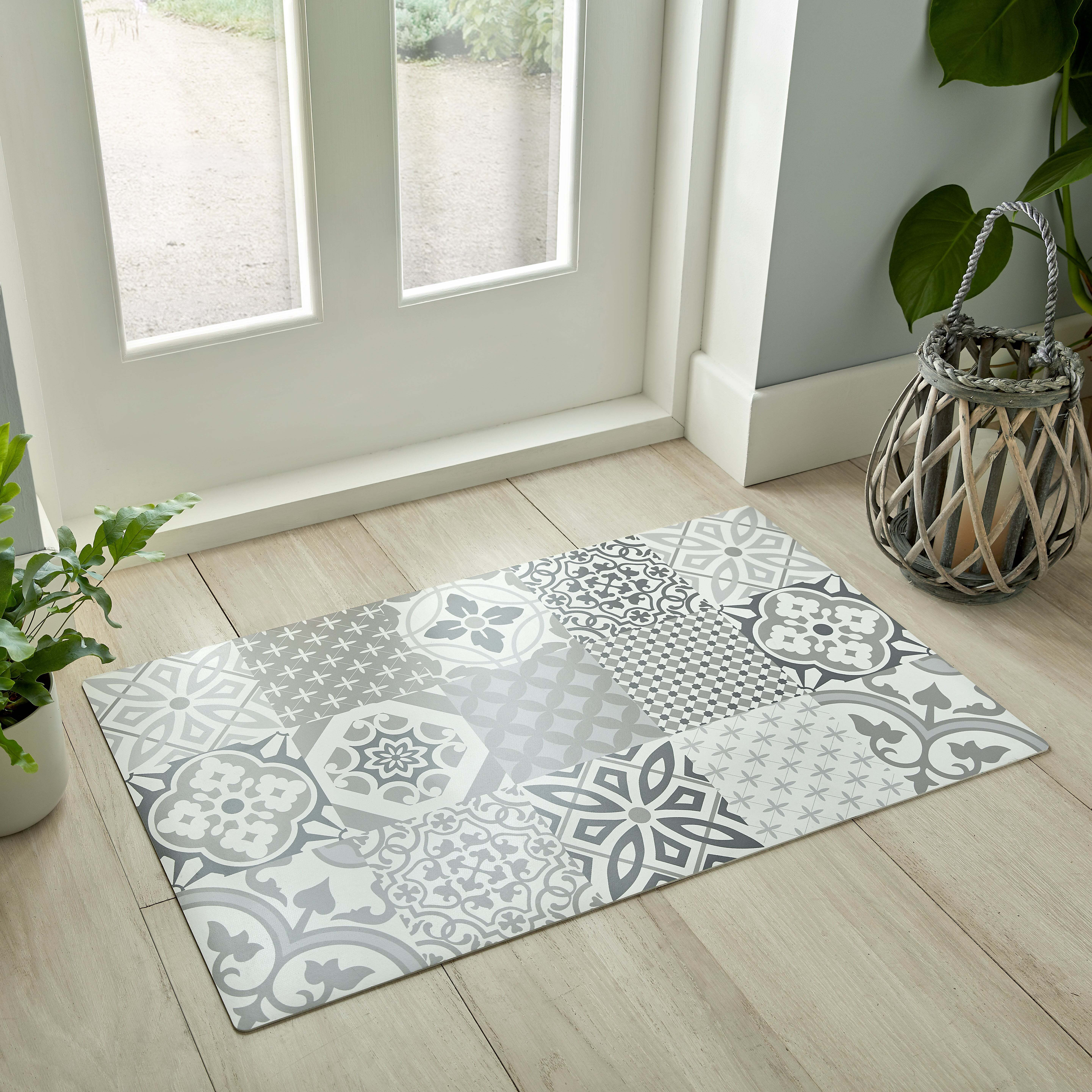 Purity Tile Vinyl Doormat Grey