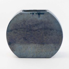 Zen Round Flat Vase Blue