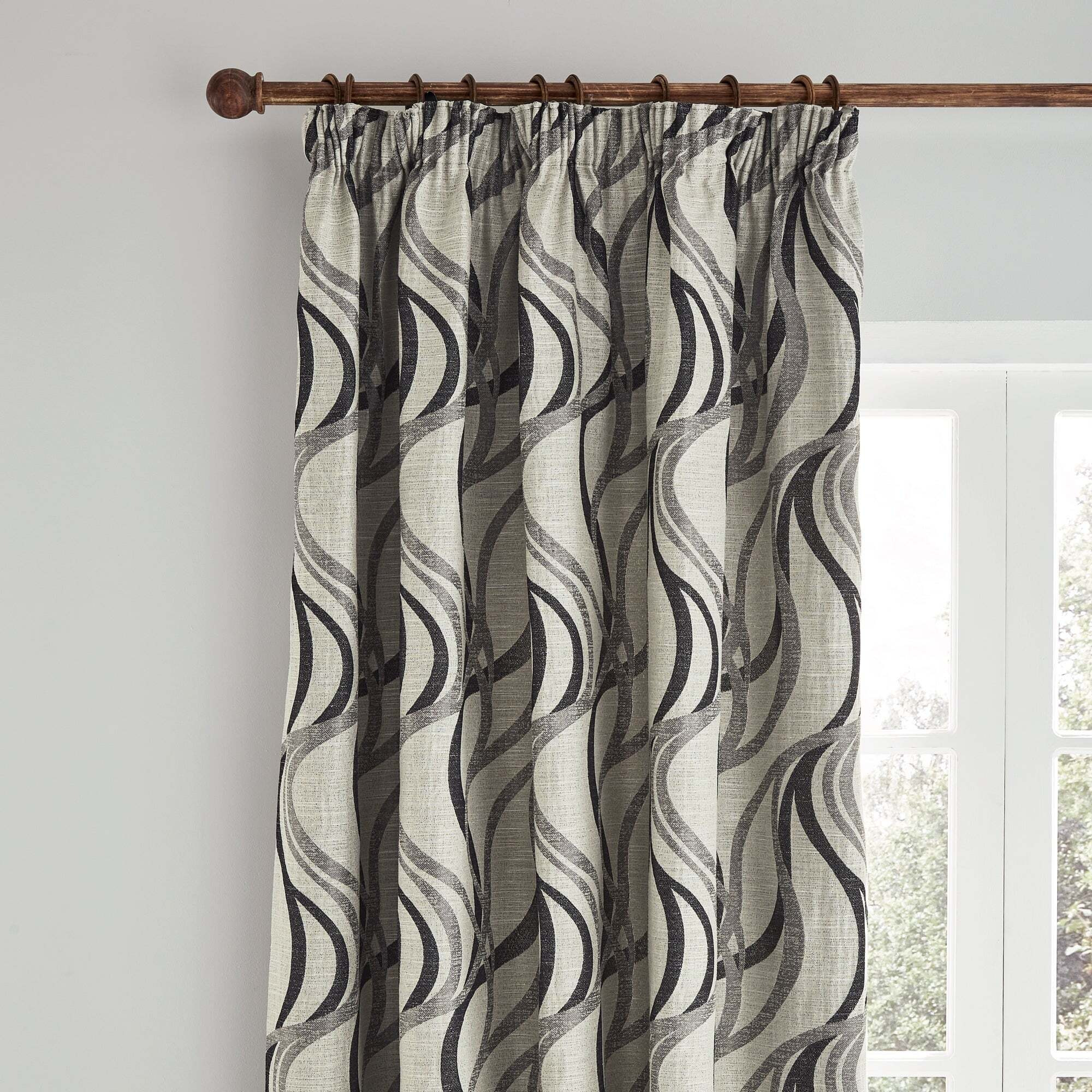 Mirage Charcoal Pencil Pleat Curtains Charcoal