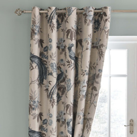 Palace Birds Jacquard Duck Egg Eyelet Curtains Blue/Brown