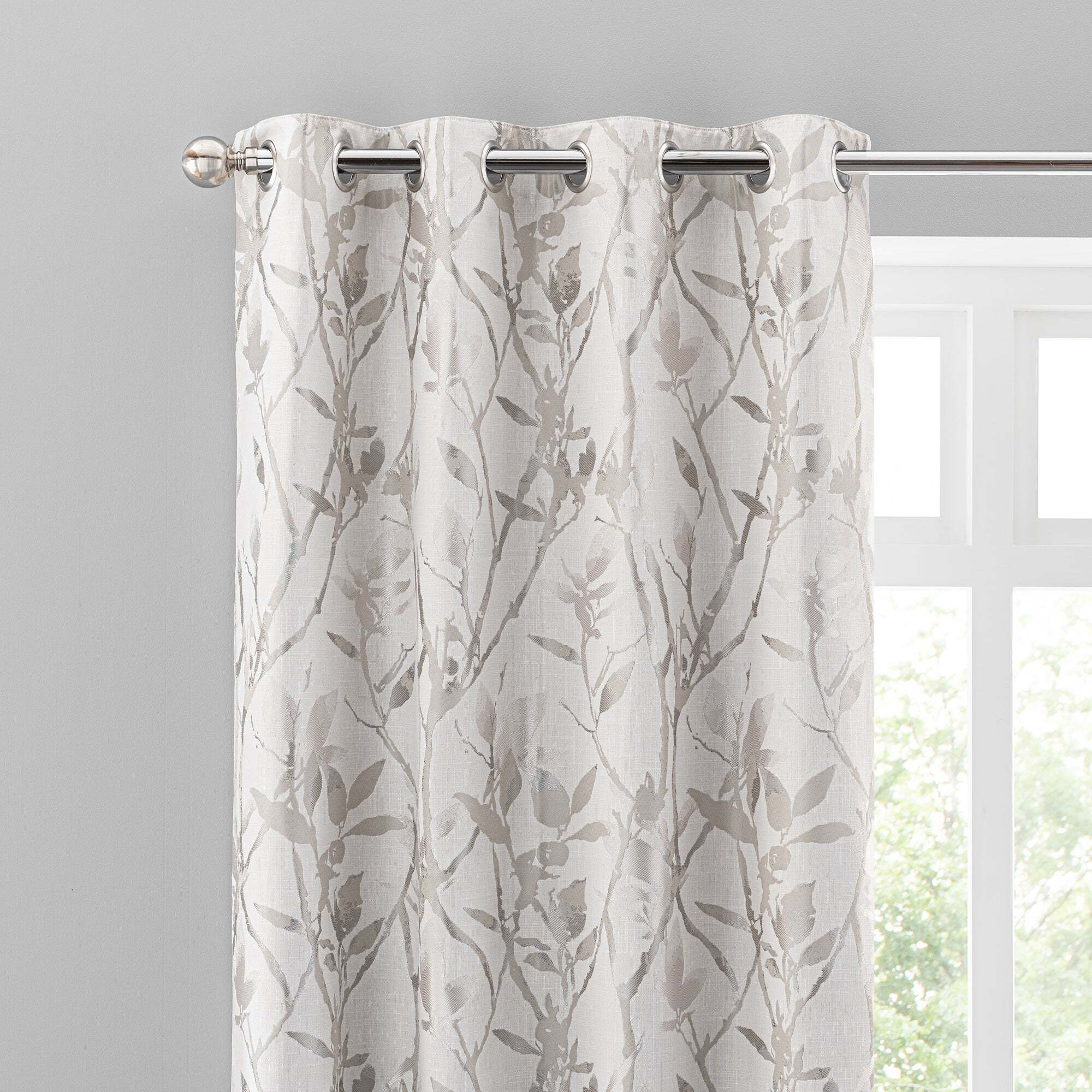 Zen White Jacquard Eyelet Curtains White