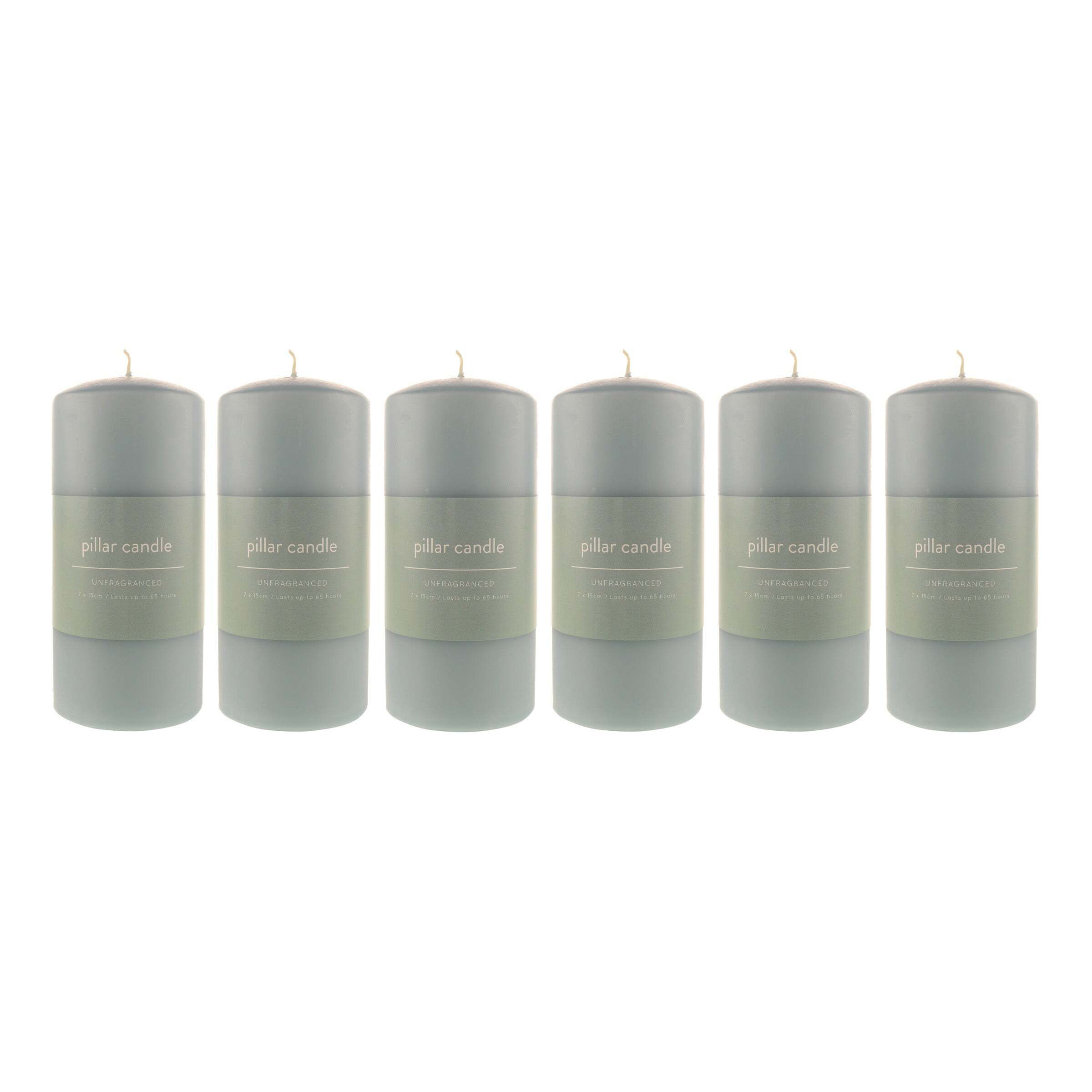 Pack of 6 Teal Pillar Candles Blue