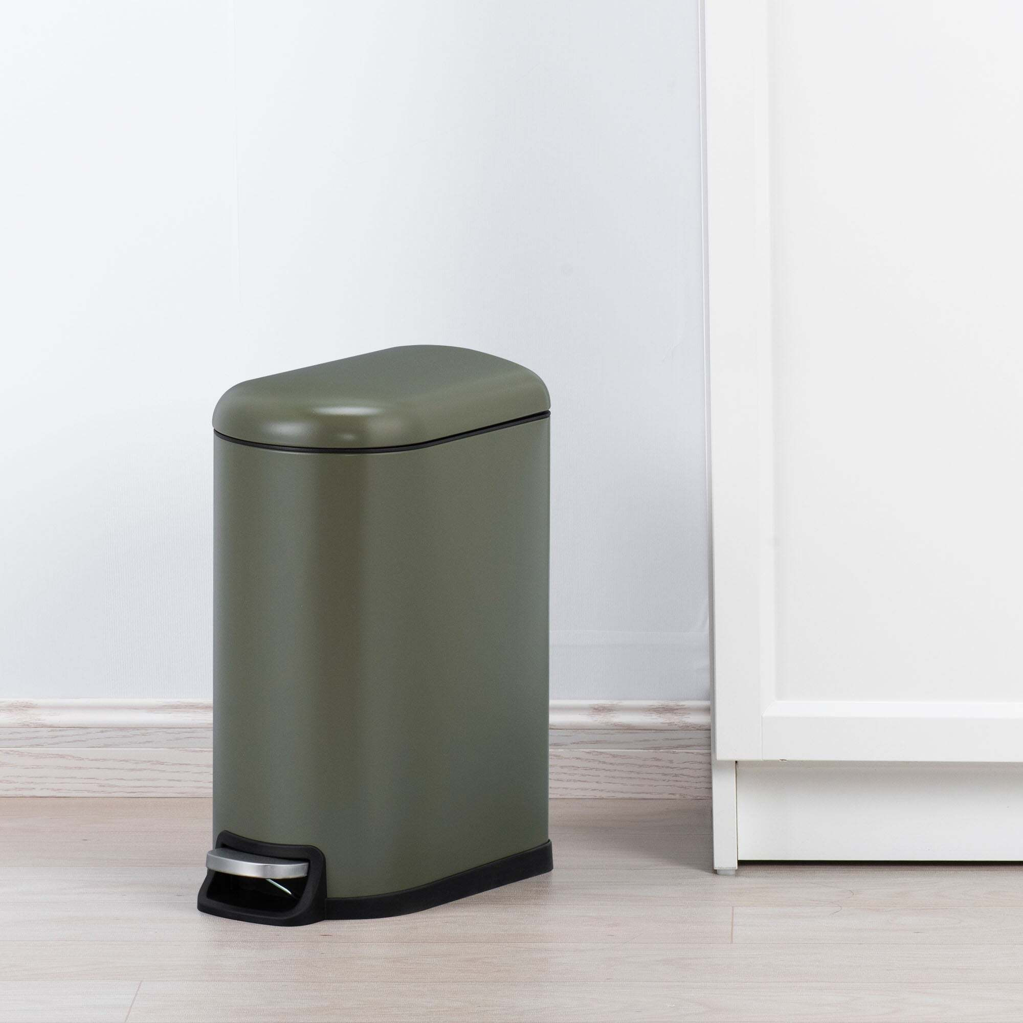 10L Elements Tall Slim Pedal Bin Green