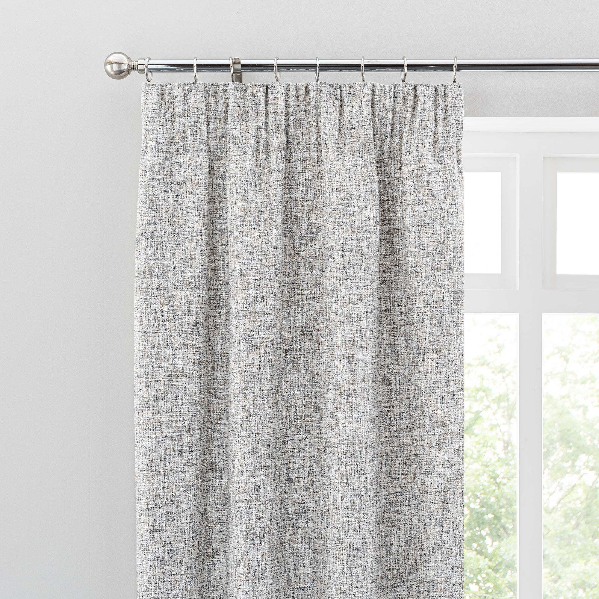 Harlow Natural Pencil Pleat Curtains Brown