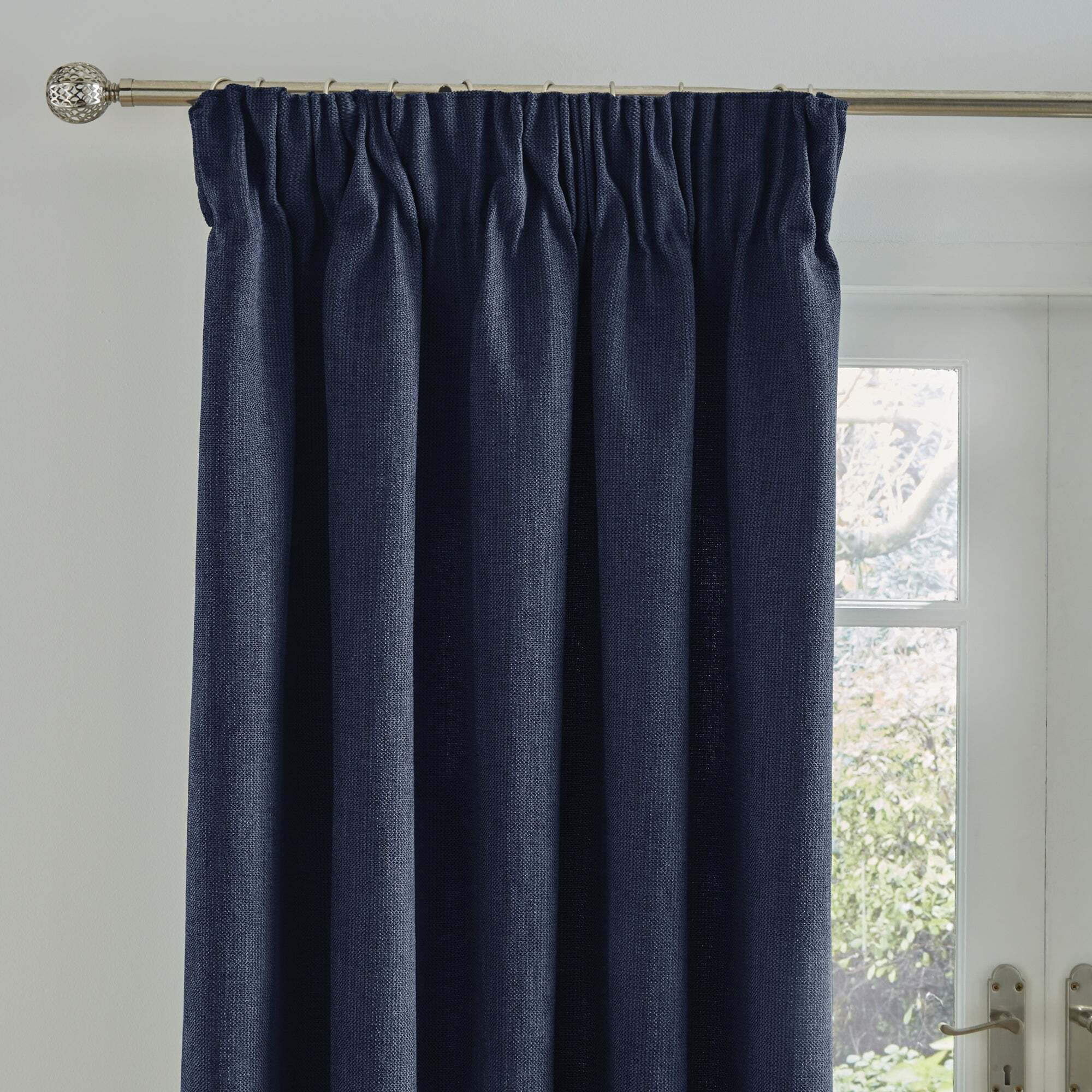 Wynter Navy Thermal Pencil Pleat Curtains Navy Blue