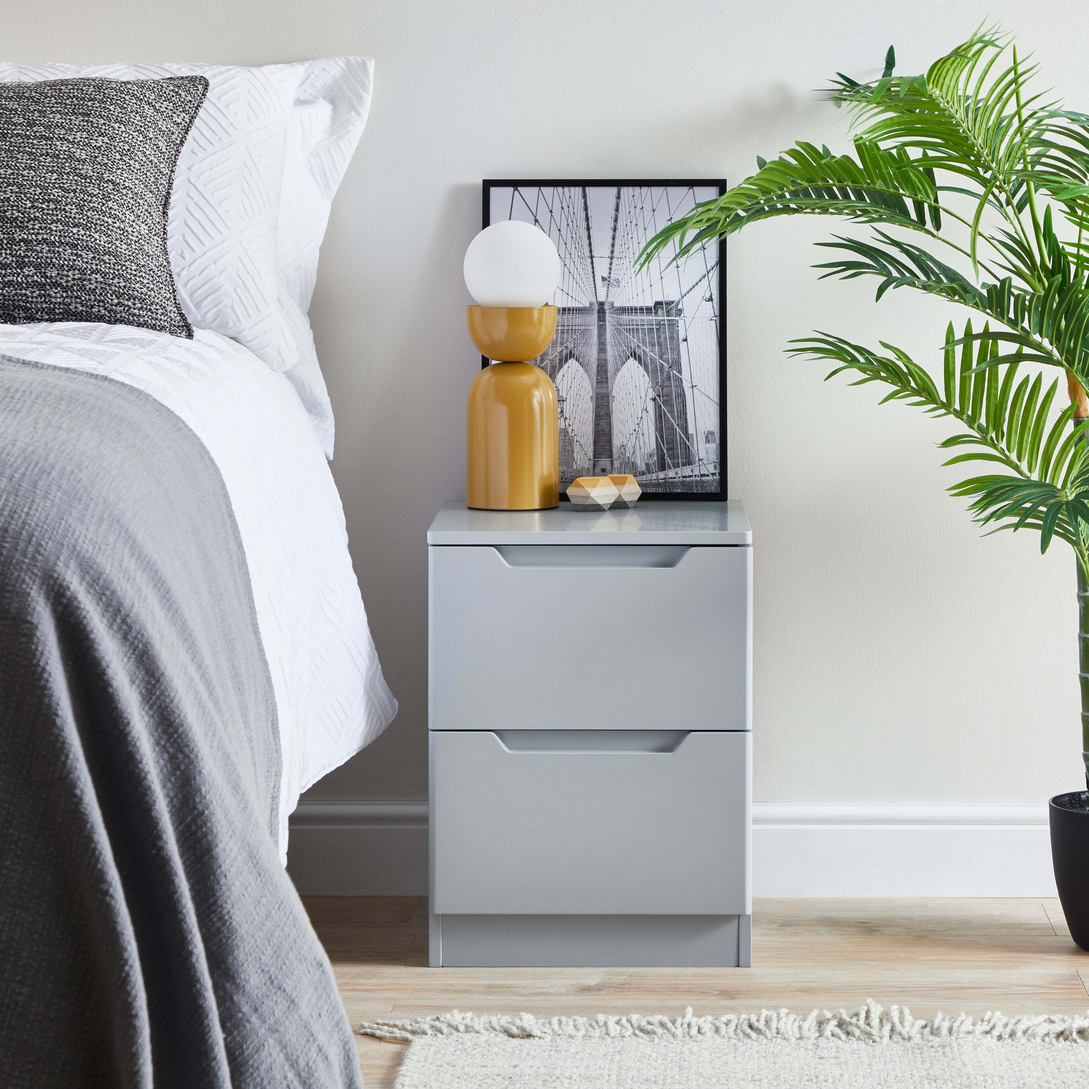 Larson 2 Drawer Bedside Table Grey