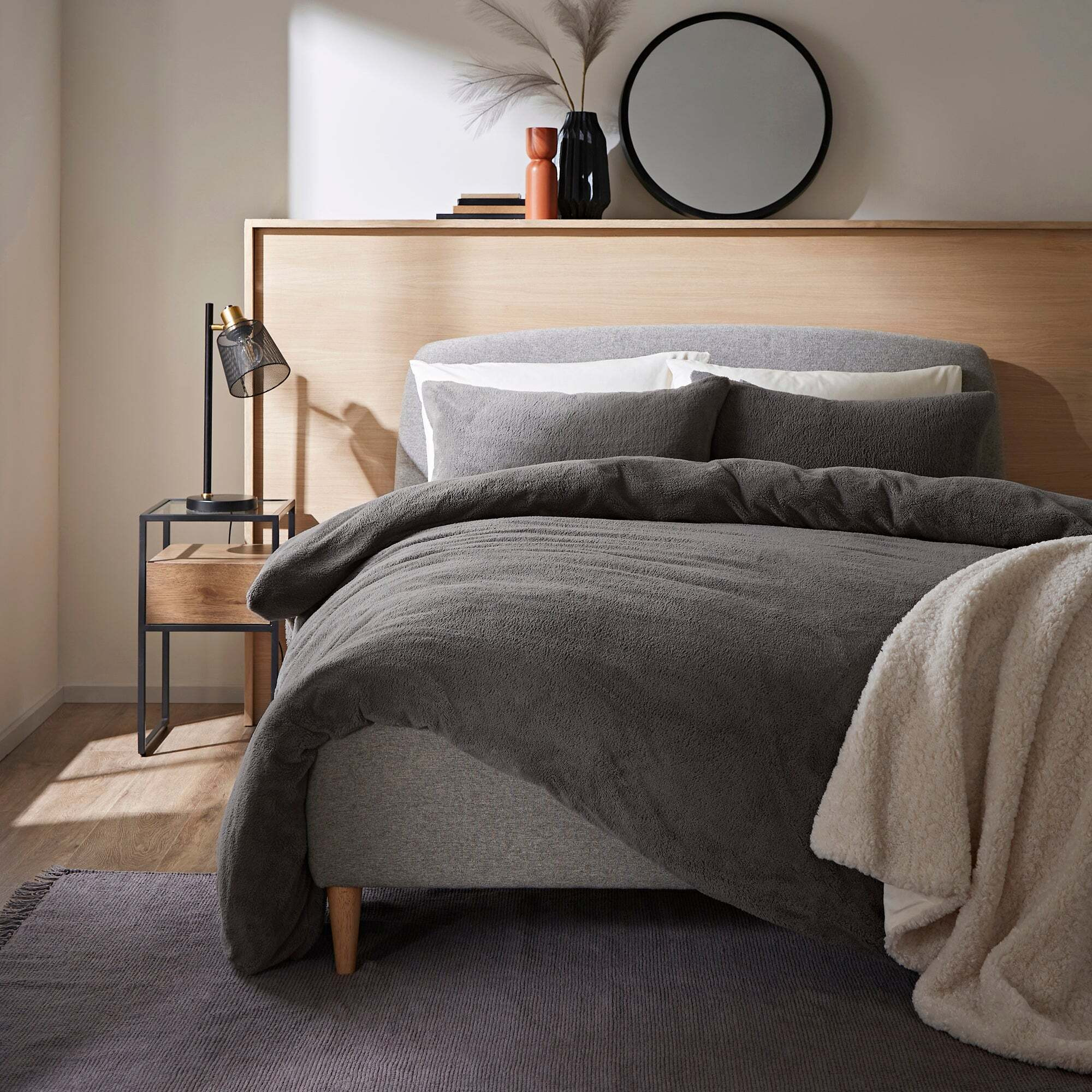 Teddy Duvet Cover and Pillowcase Set Grey