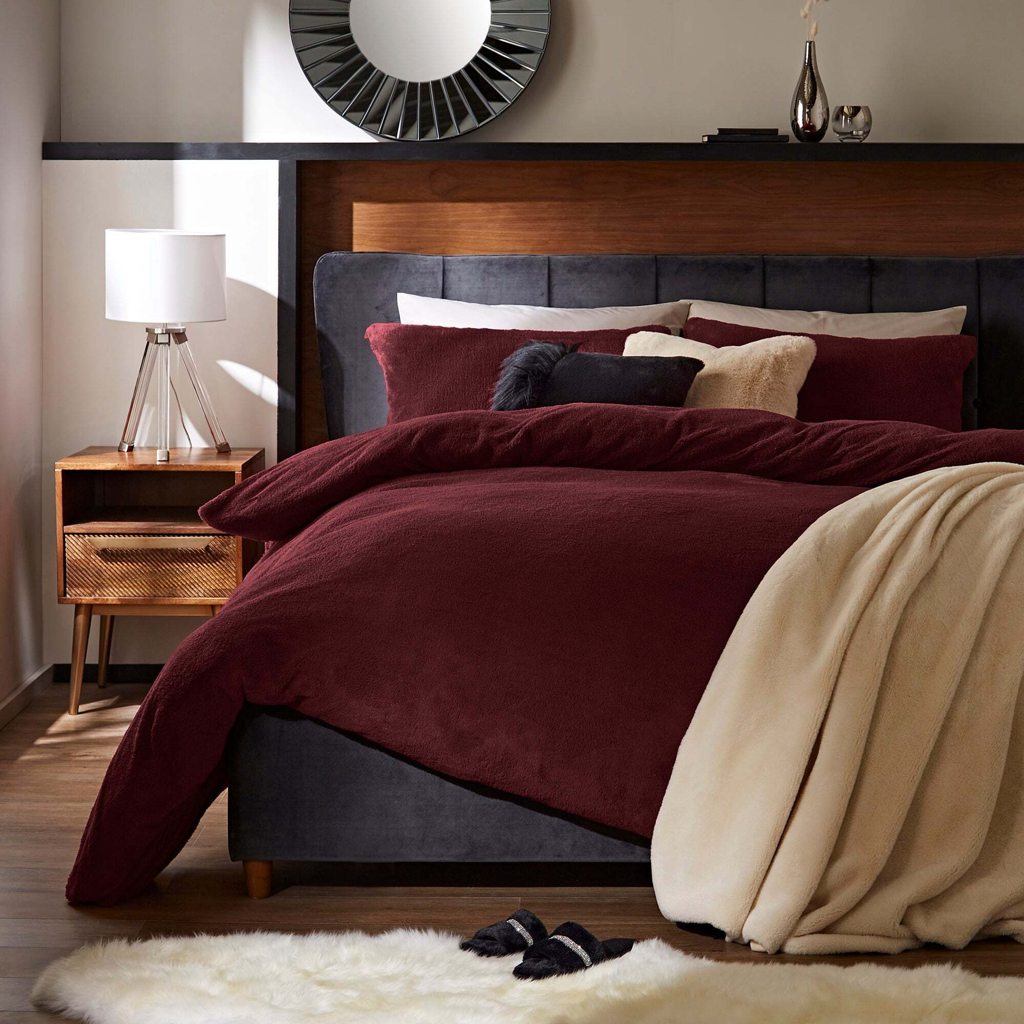 Teddy Bear Duvet Cover and Pillowcase Set Teddy Claret