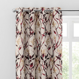 Zen Red Jacquard Eyelet Curtains Red/Gold