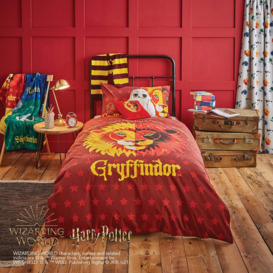 Gryffindor House Reversible Duvet Cover and Pillowcase Set red