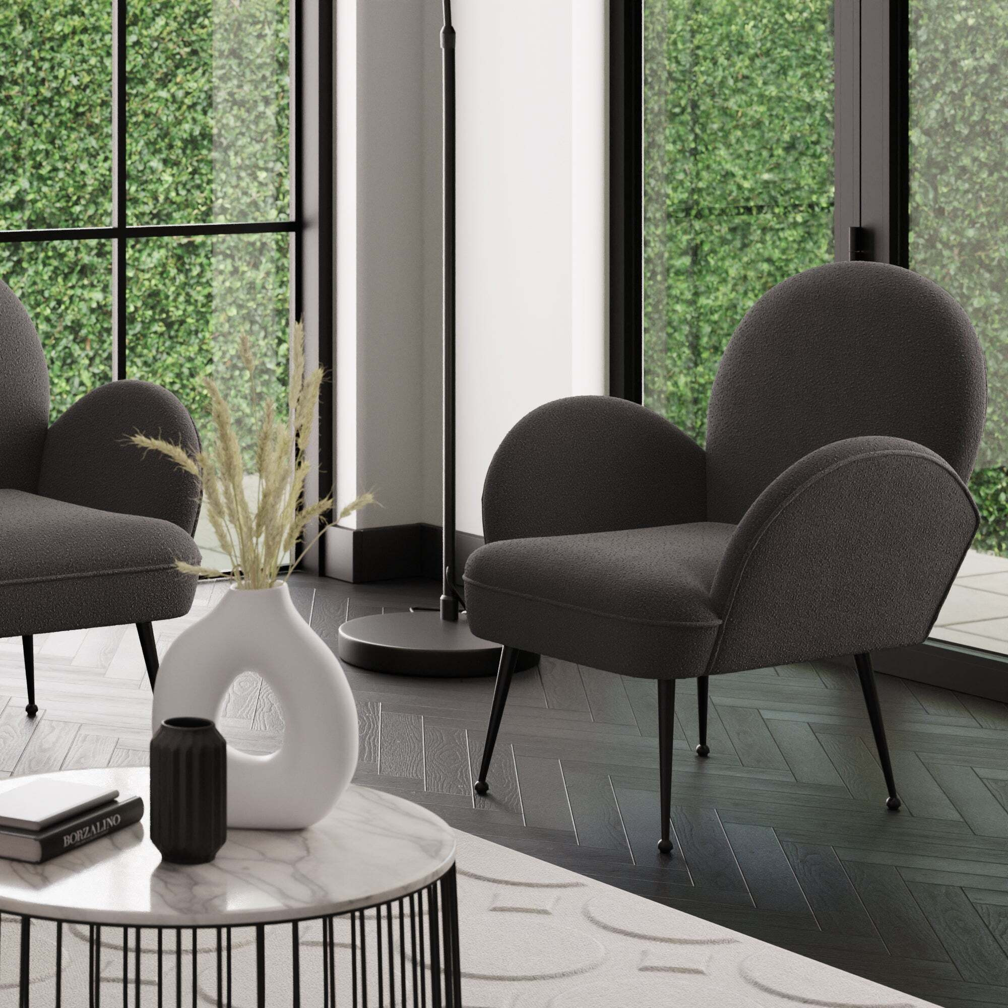 Kit Boucle Accent Chair Charcoal