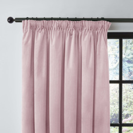 Recycled Velour Blush Pencil Pleat Curtains Beige