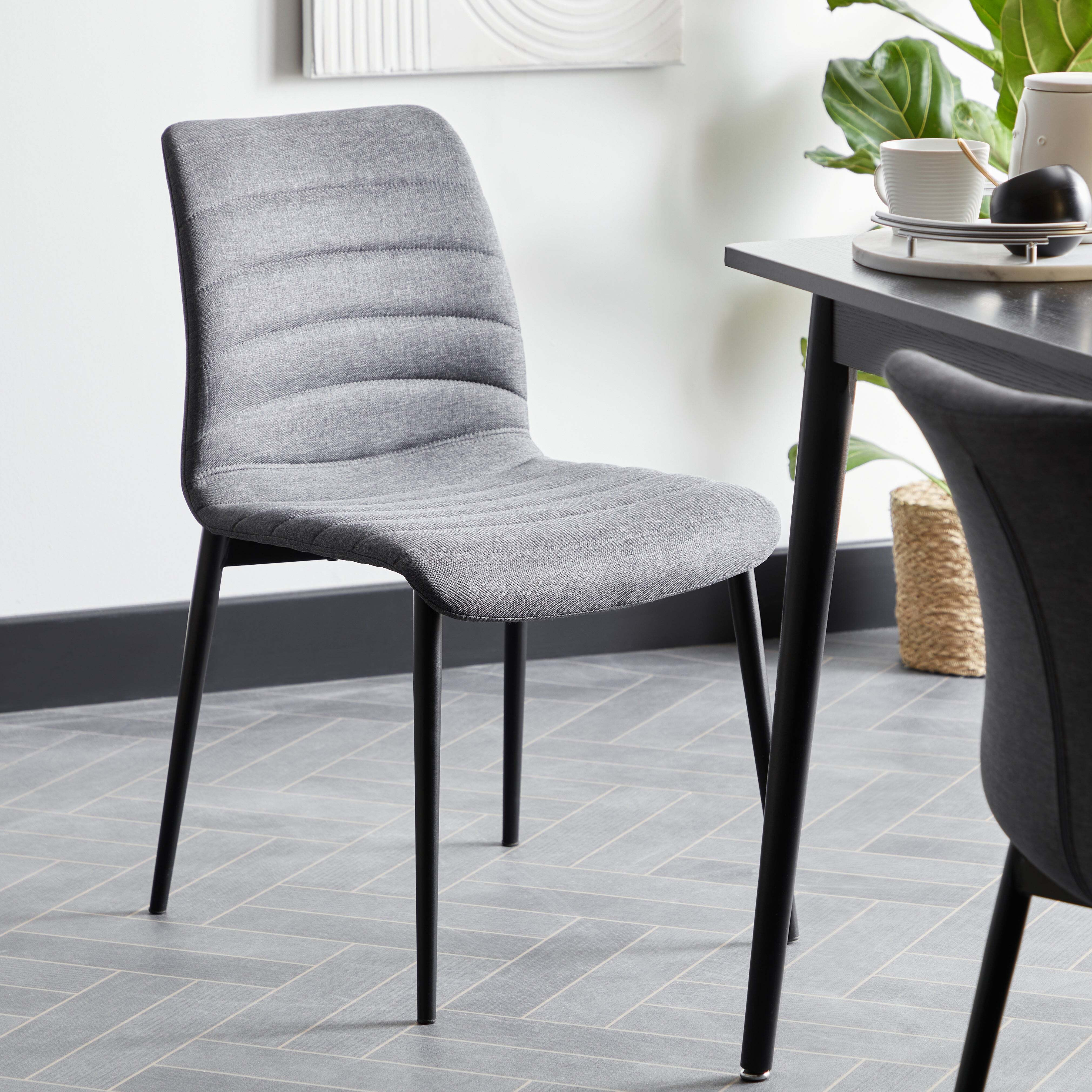 Vigo Dining Chair, Flatweave Fabric Grey by Dunelm