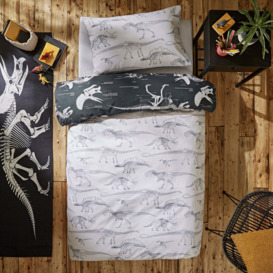Fossil Forager 100% Cotton Duvet Cover and Pillowcase Set White/Black