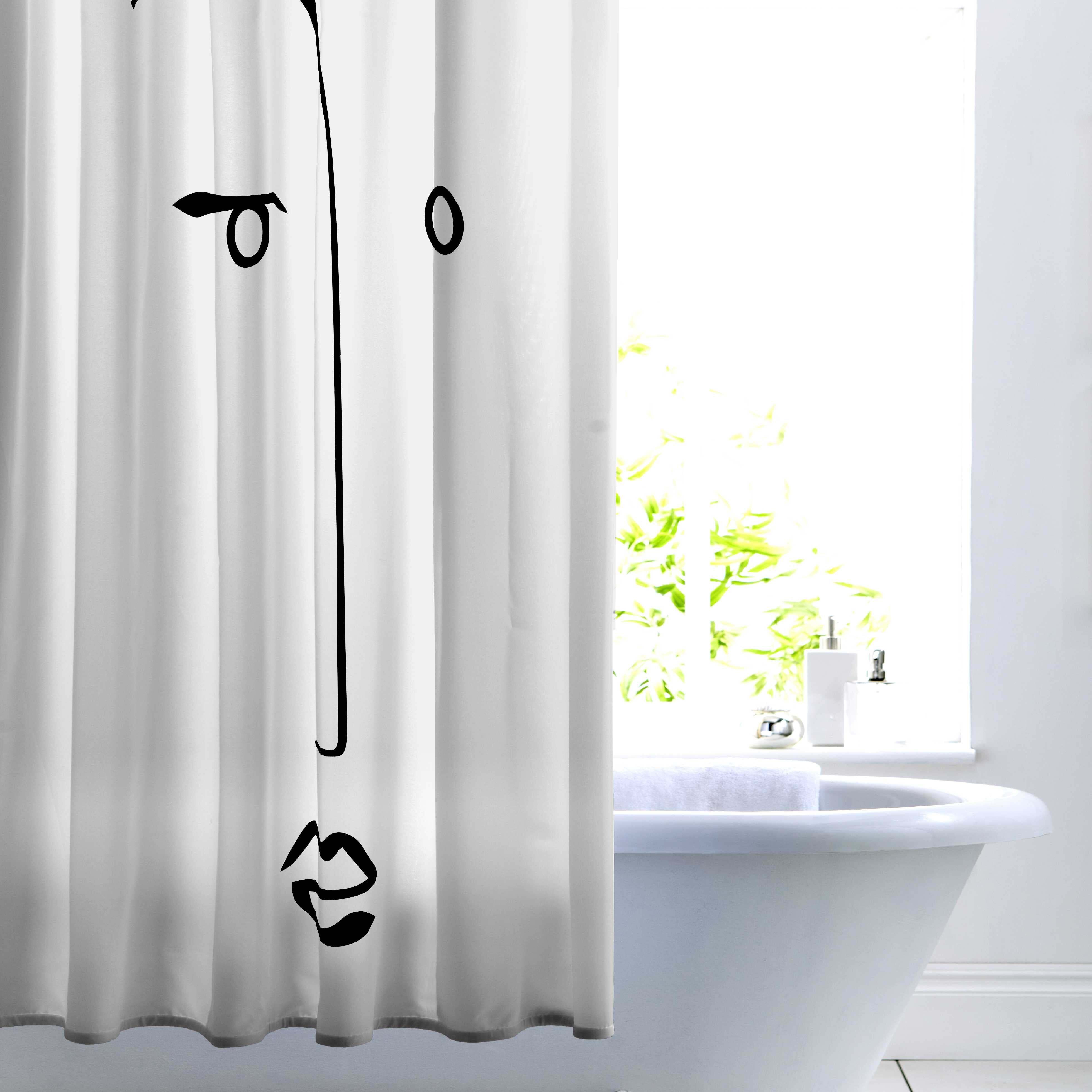 Faces Shower Curtain White