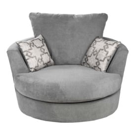 Washington Brushed Chenille Swivel Chair Grey